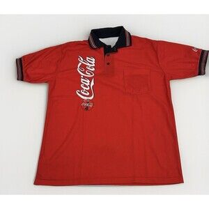 Vintage Coca-Cola Polo Shirt Mens Medium Employee Worker Made in USA 90s